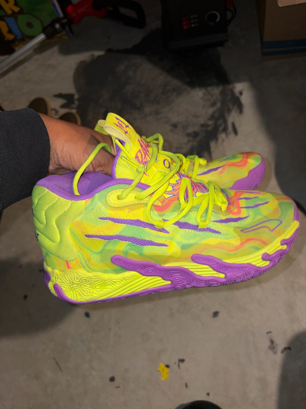 Puma Neon Yellow & Purple Multicolor Athletic Sneakers